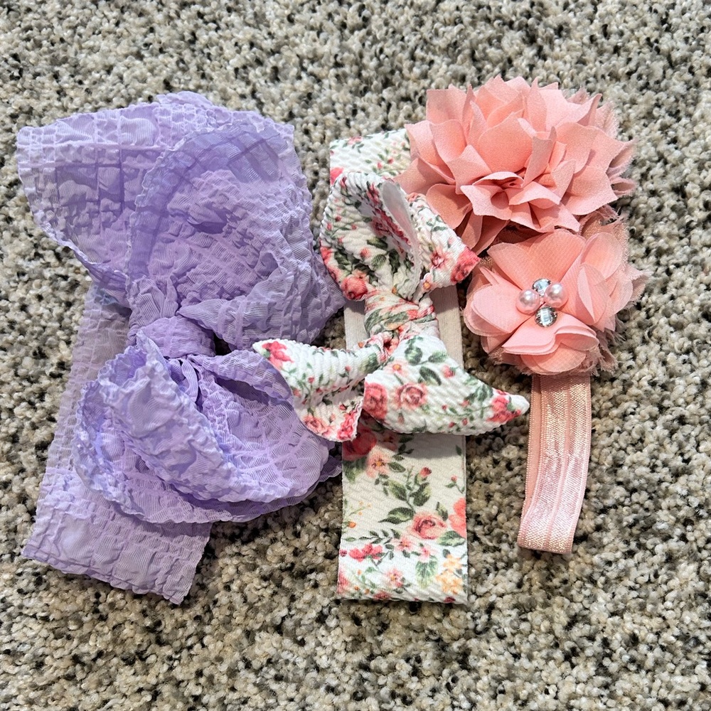Set of baby girl headband bows (3!)